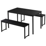Black 47.3" Length 3 Piece Dining Room Sets With Bench Space Saving