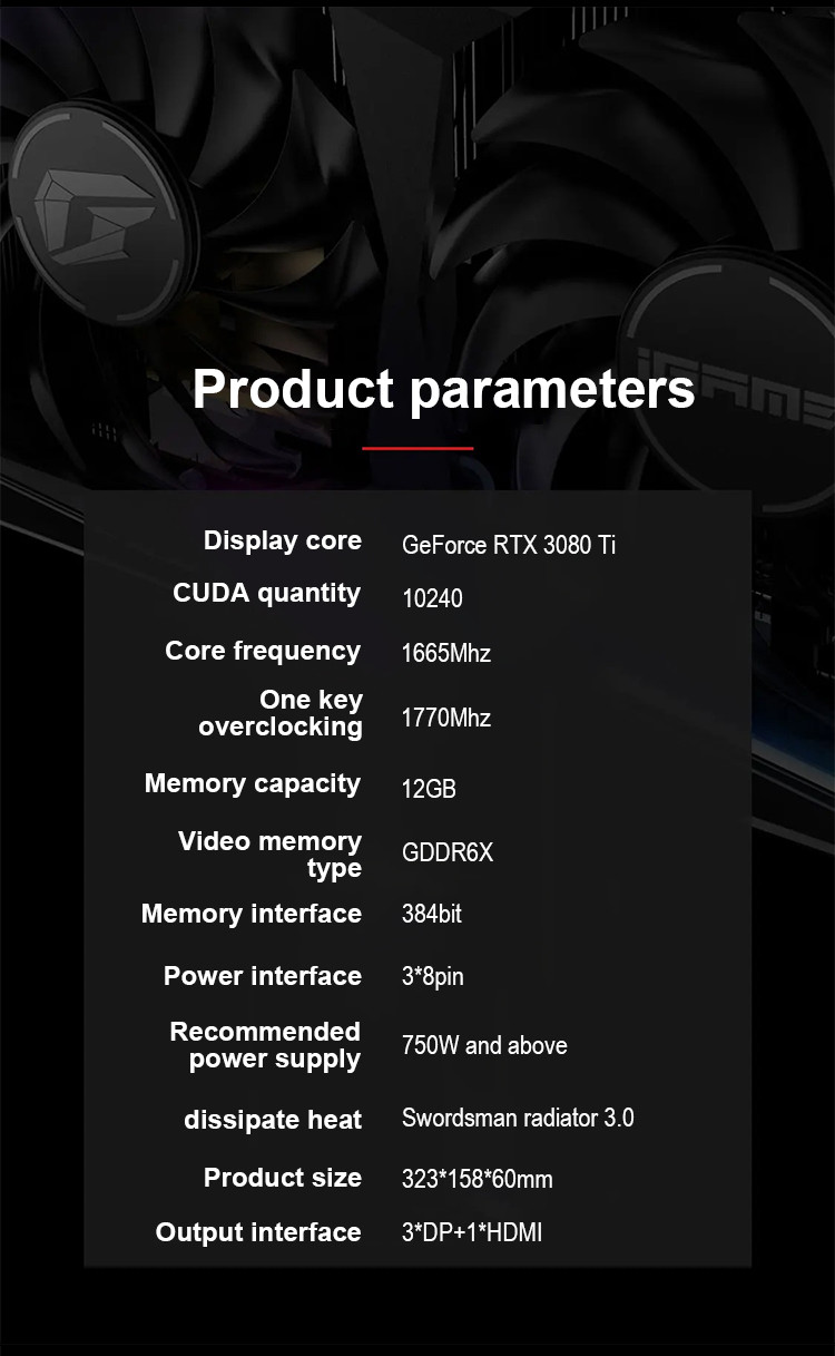 iGame GeForce RTX 3080 Ti Vulcan X OCNew NVIDIA Ampere Architecture Chip, 10240 CUDA Stream Processors