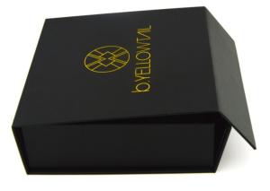 Quality Exquisite Cosmetic Gift Box Black Cardboard Packaging Stamped Logo Printing wholesale
