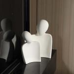 Love Couple Figurines Ornaments BAMBOO Abstract Hugged Lovers Statue Sculpture