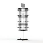 4 Sides Wire Grid Metal Floor Display Stands Modern Fashion Style