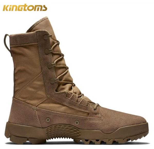 Rubber Outsole Mens Tactical Leather Jungle Boots 8" Collar Military Combat