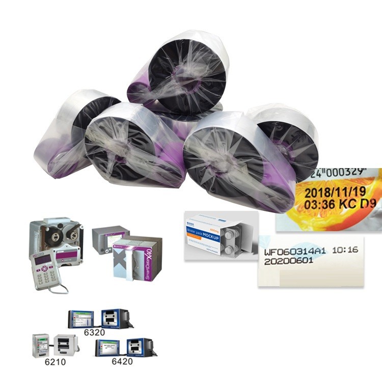 High quality near edge wax resin ink outside 55mm 600m thermal transfer ribbon for TTO printers Markem, Videojet
