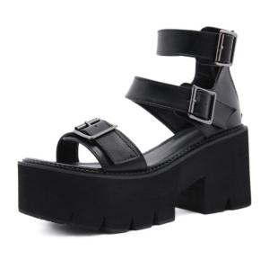 Quality Black Women'S Platform Heel Shoes Muffin Bottom Thick Soled wholesale