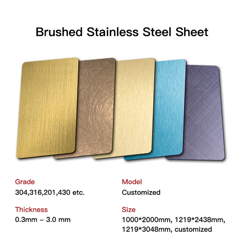 Custom Cut Stainless Steel Plate Brushed 4 Finish No.4 Stainless Steel Sheet Gold Plated