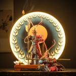 Contemporary Design Indoor Decor Sculpture Black Myth Wukong Ceramic LED Light