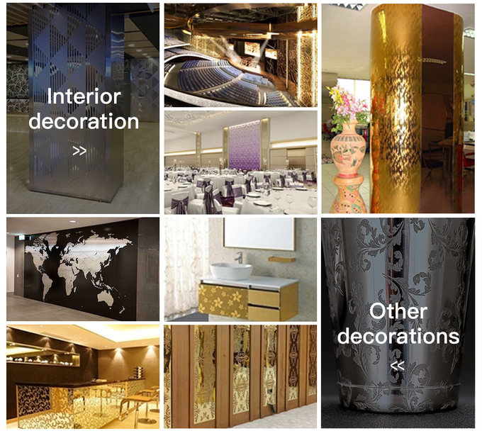 BIS JIS GS Decorative Stainless Steel Sheets With Unique Surface Etchings