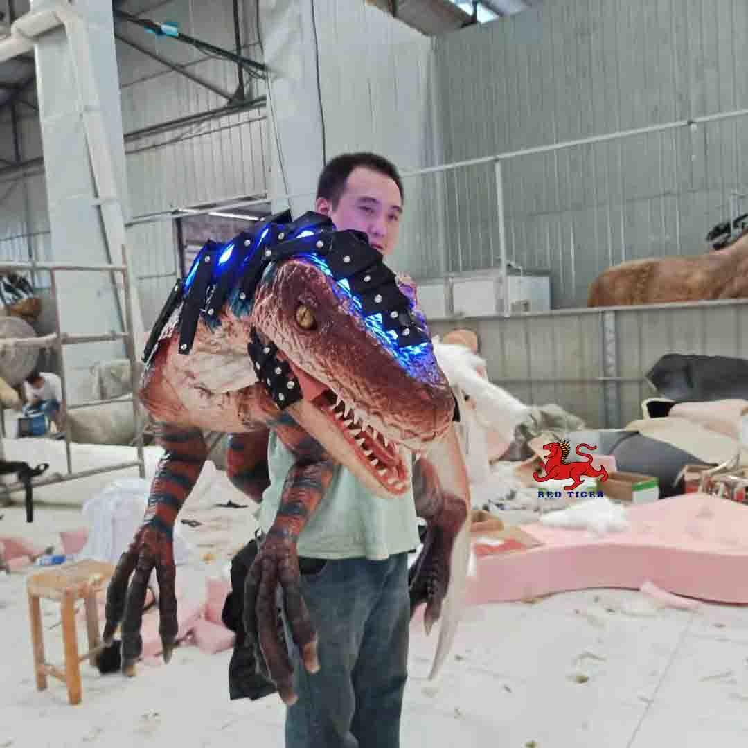 Handmade Soft Dino Hand Puppet Adult Age Raptor Hand Puppet