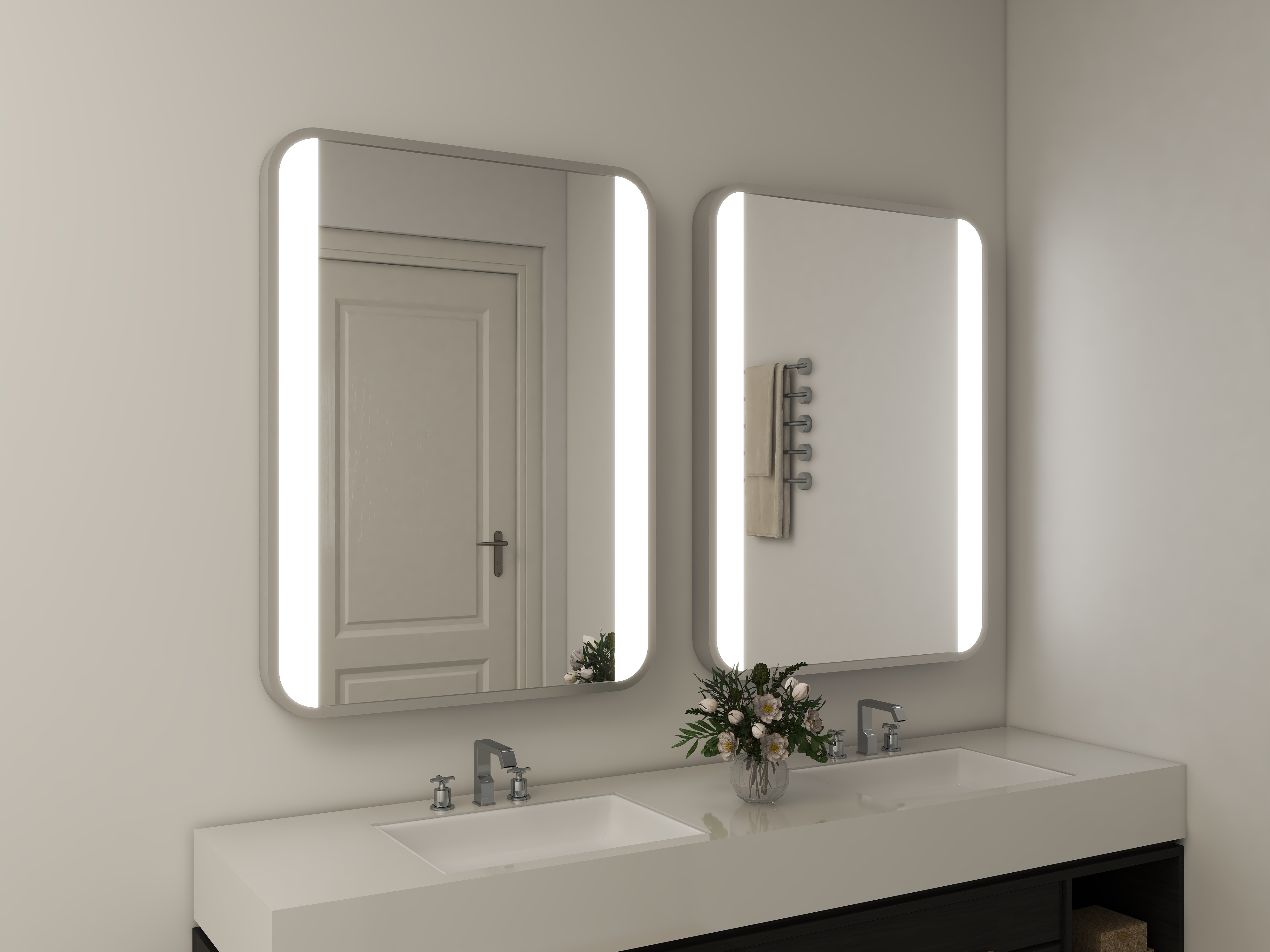 Touch Switch Large Illuminated Bathroom Mirror Modern Anti Mist Bathroom Mirror