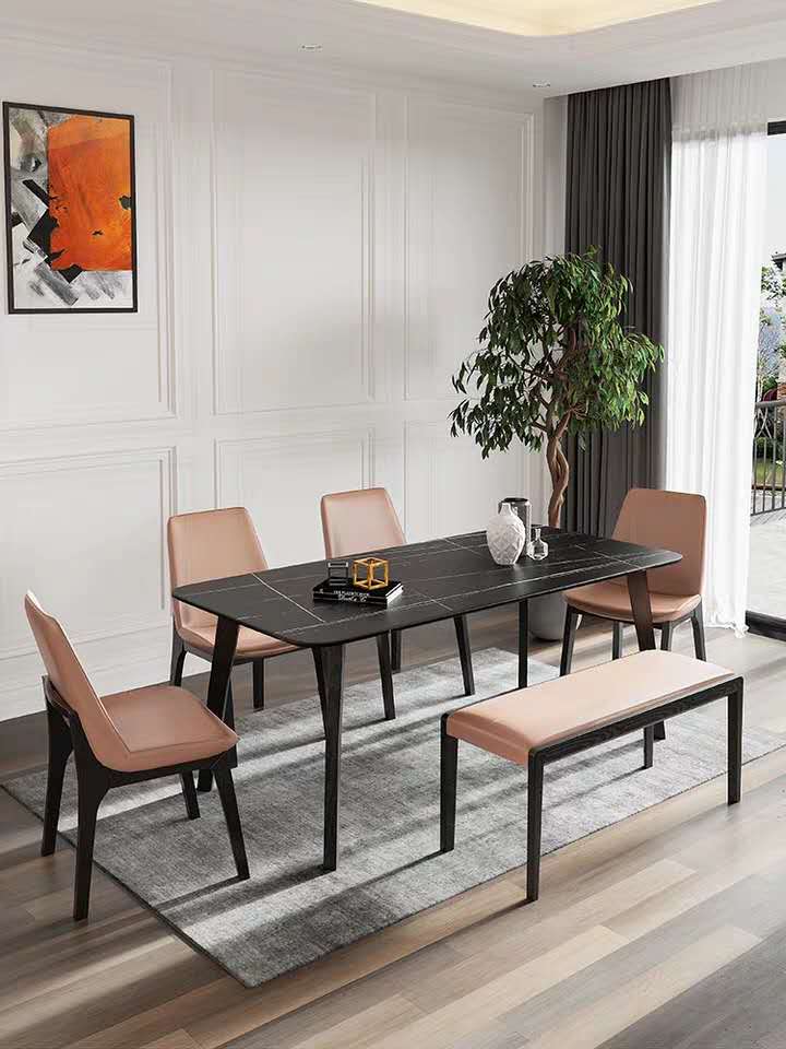 120cm 140cm 160cm 8 Seater Marble Dining Table And Chairs And With Bench