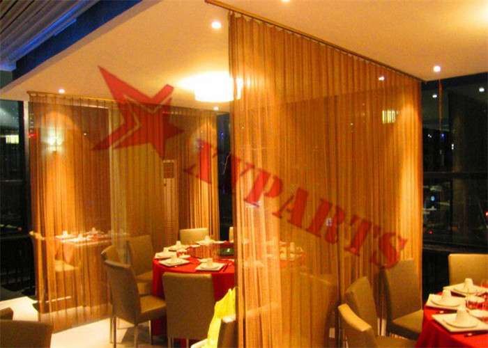 Gold Color Flexible Metal Coil Drapery Mesh For Hotel Room Hanging Divider