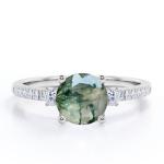 925 Sterling Silver Round Cut 7 MM Moss Agate Ring Personalized Promise Ring