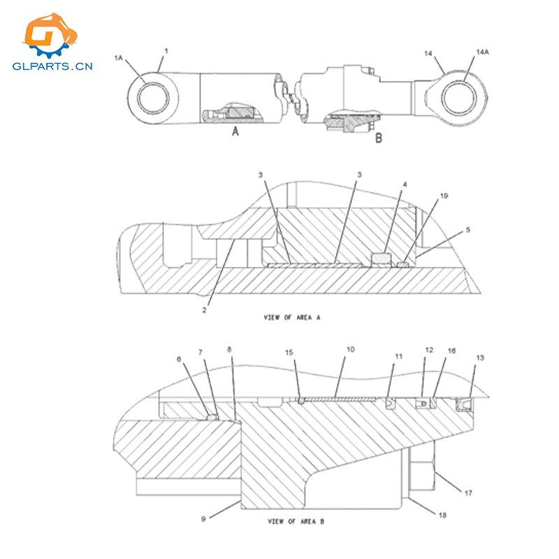 105-7485 1057485 Bucket Hydraulic Cylinder for Caterpillar 365B 385C Excavator Parts Factory