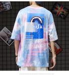 Eco Friendly Men Streetwear T Shirts Organic Cotton Jersey Dip Dye Tone Crew