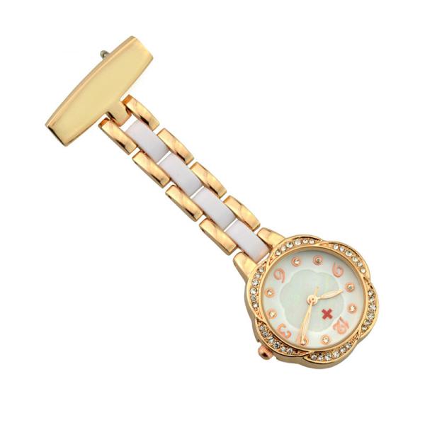 ALK Flower Type Nurse Watches Diamond Fob Nurse Pocket Watch Silver Nursing Gift