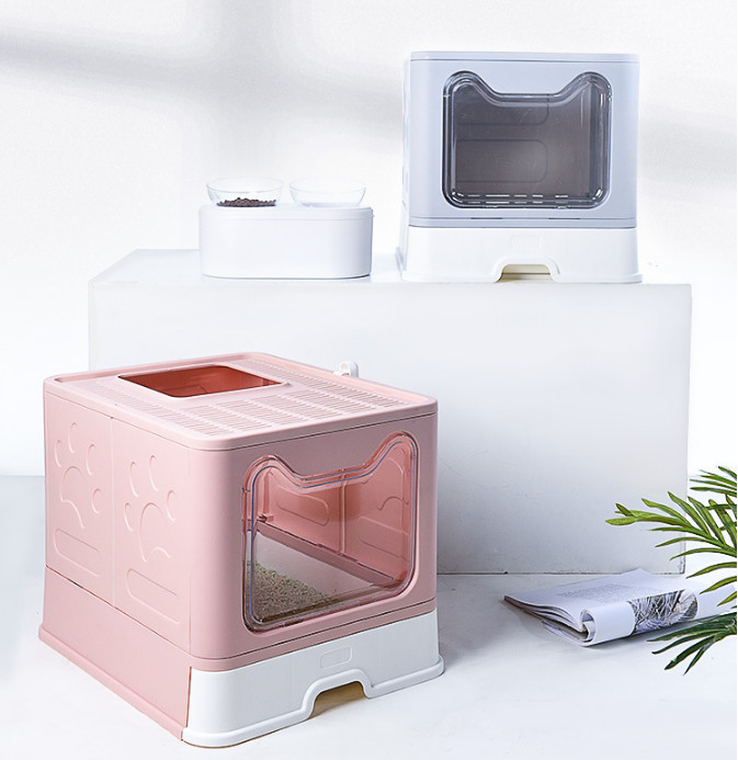 Automatic Cat Litter Box Two Way Door Enclosed Large Cat Litter Toilet