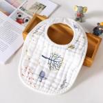 Various Color Muslin Baby Bibs Snap Closure Silk Screen Printing No Fading