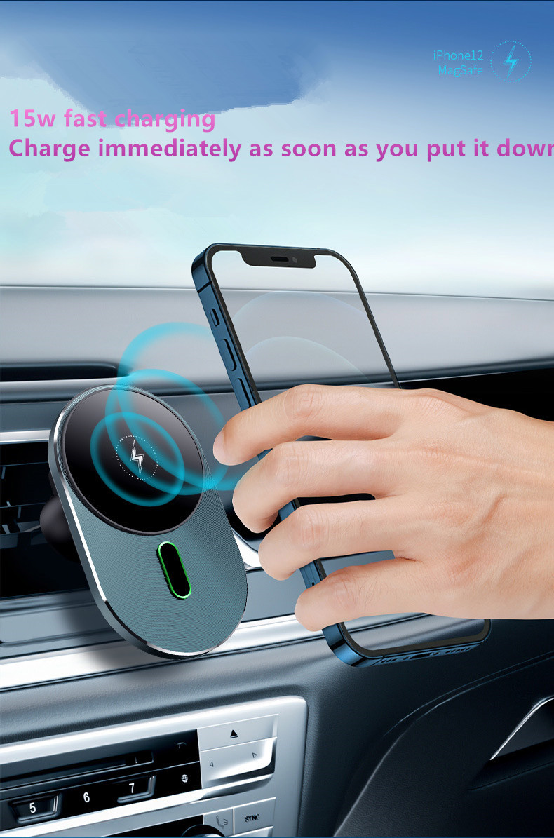 Air vent mounting 15W Wireless Car Charger with Safety Protection