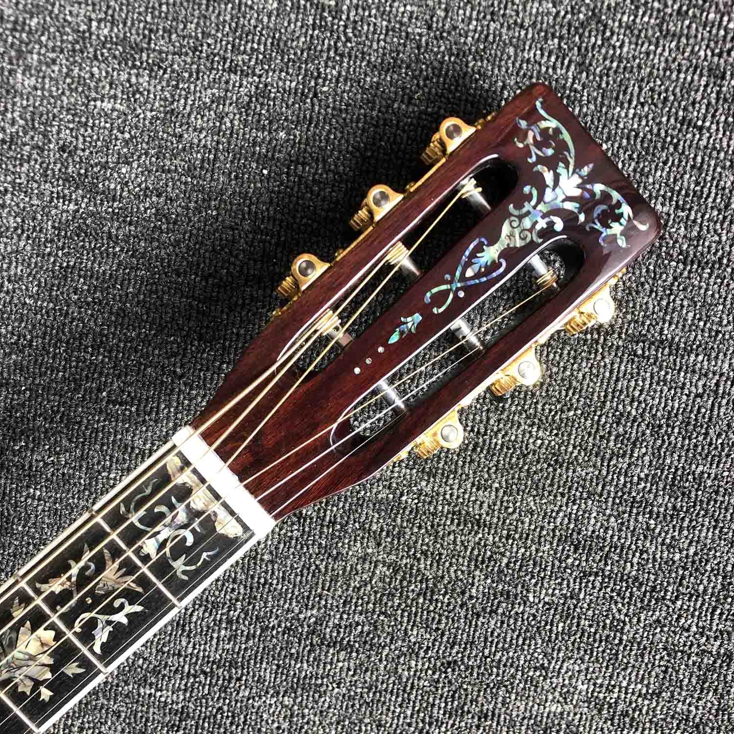 Custom 39 Inch Round Corner 6 Xuan OOO45S Spruce Korean Pine Panel Rosewood Ebony Fingerboard Abalone Shell Inlay Edge A