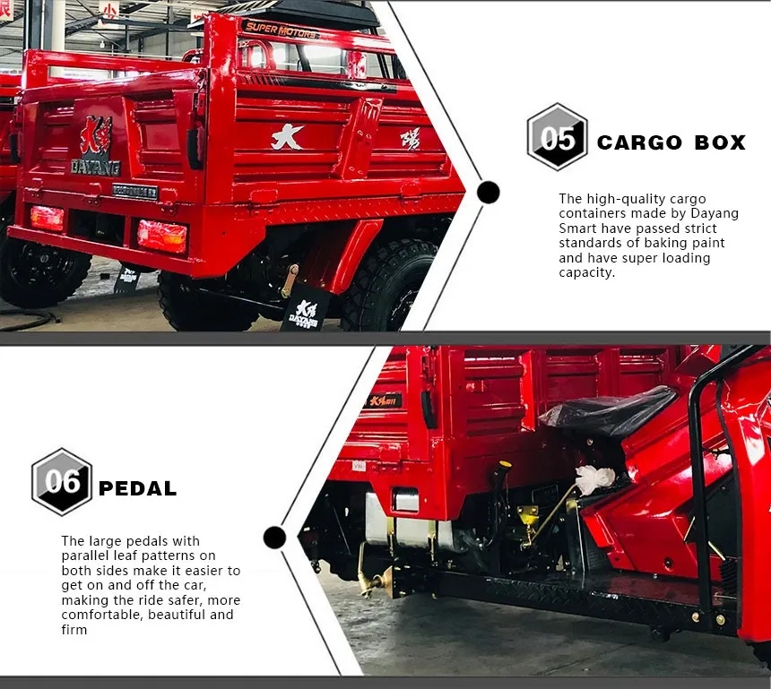 Front disc Rear drum Brake System Cargo Tricycle for Easy and Convenient Transport