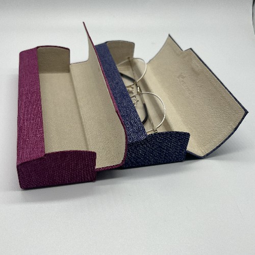 EVA Fabric Fashionable Metal Eyeglass Case Portable Cuboid Fancy Velvet Interior