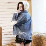 BEIANJI Irregular Ripped Denim Top Heavy Industry Nail Bead