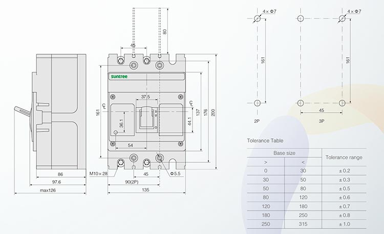250 Amp 2 Poles DC Molded Case Circuit Breaker