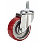 medium duty 4" screw PU cast iron core caster, 4" swivel red PU cast iron caster