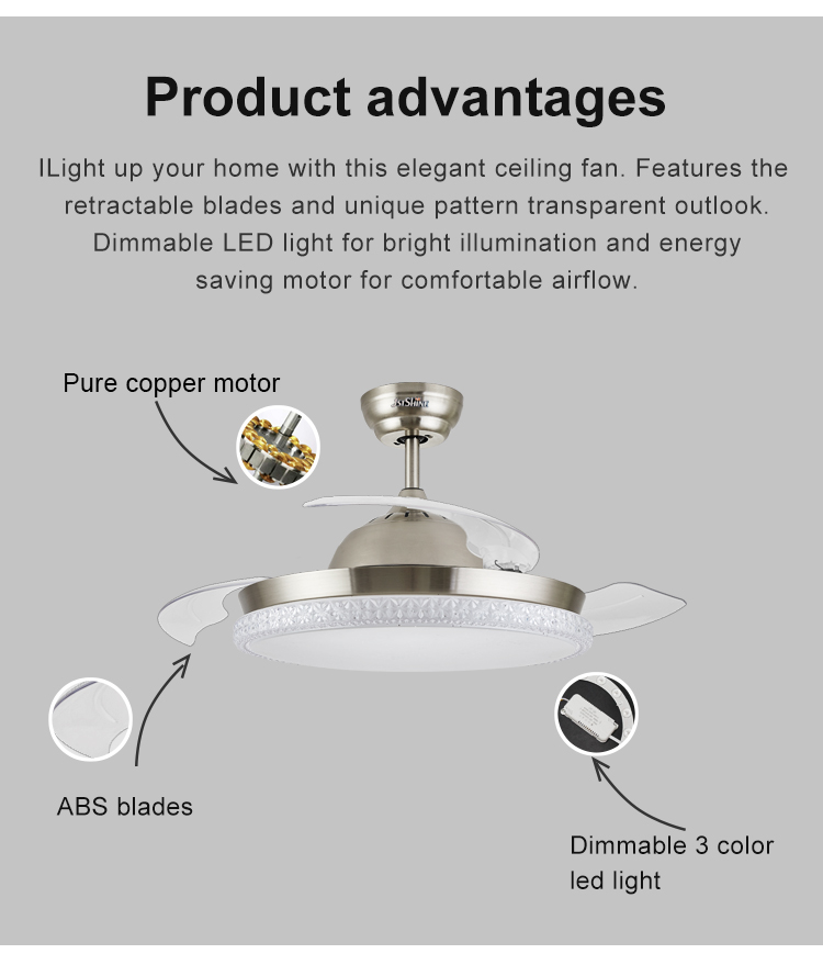 Lighting and Circuitry Design LED Ceiling Fan for Bedroom/Living Room/Dining Room/Office