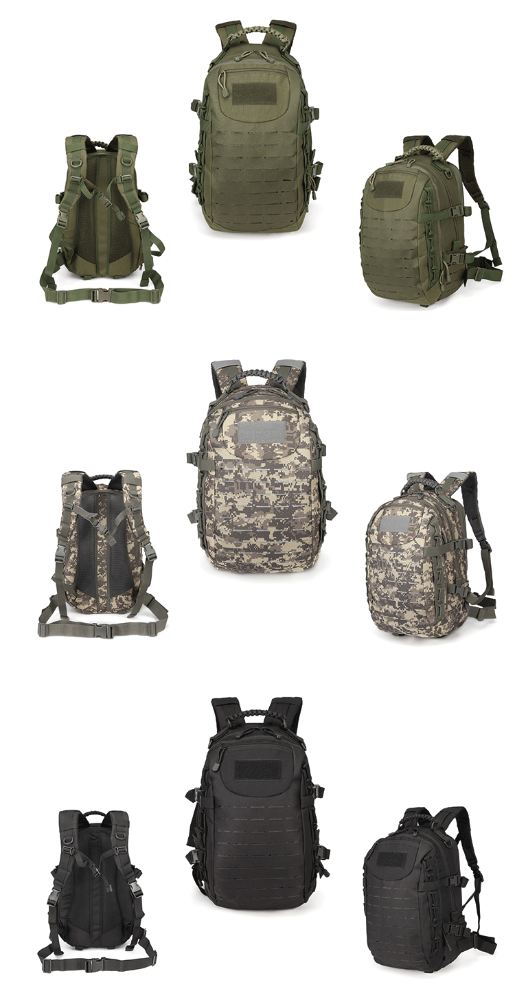 25L 900D Oxford Fabric Waterproof Daysack with Laser-Cut Molle Assorted Logo Accepted