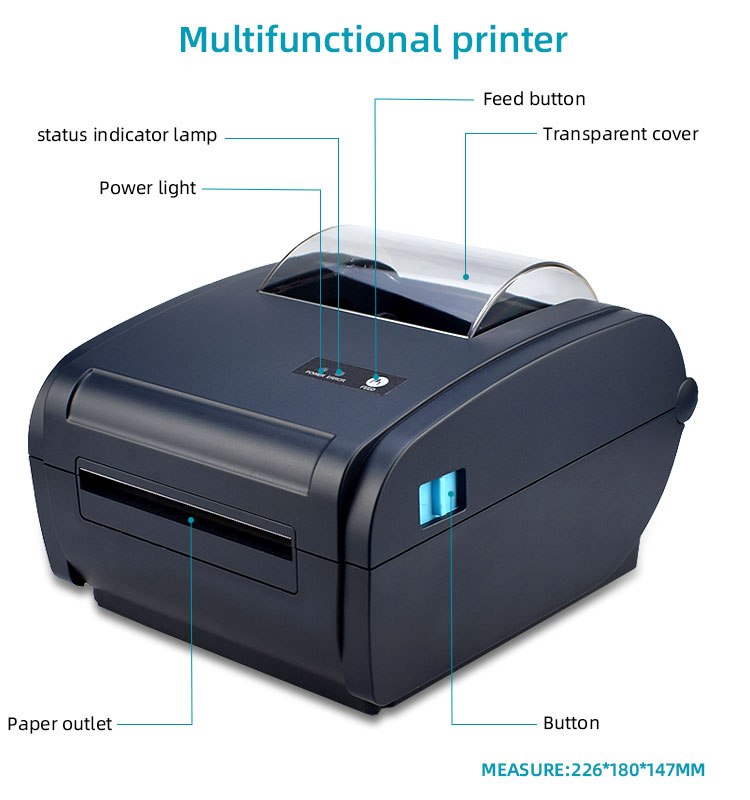 110mm 4x6inch Thermal Barcode Label Printer with 160mm/s Black Print Speed USB/LAN/BT
