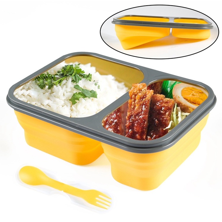 Easy To Clean Collapsible Silicone Bento Boxes Lunch Bowl Boxes Folding Food Storage Container