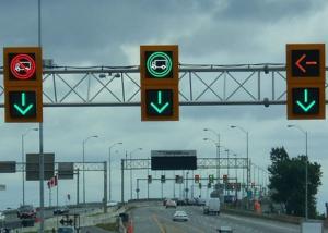 Quality Outdoor Digital LED Traffic Sign Boards , Reversible Lane Sign Low Thermal Impact Resistant wholesale