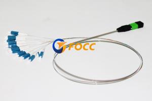 China Multi Colors MTP/MPO Fiber Breakout Cable MPO Terminated 12 LC Bare Fiber on sale