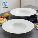 White Round Food Beverage Deep Porcelain Pasta Plate