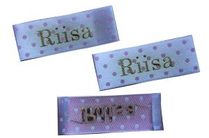 Quality Hi quality Shining Satin surface Woven Labels Washable With Pink Logo ODM wholesale