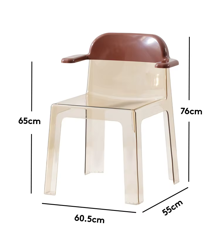 Acrylic Transparent Plastic Dining Chairs Clear Plastic Kitchen Chairs With Armrest