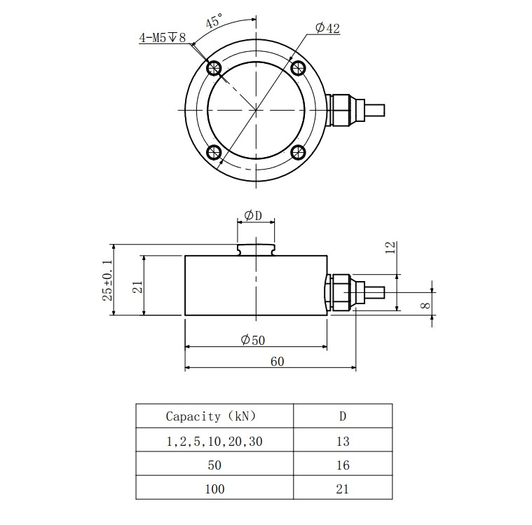 0.2% 1kn Miniature Load Cell Sensor , Stainless Steel 5kn Load Cell