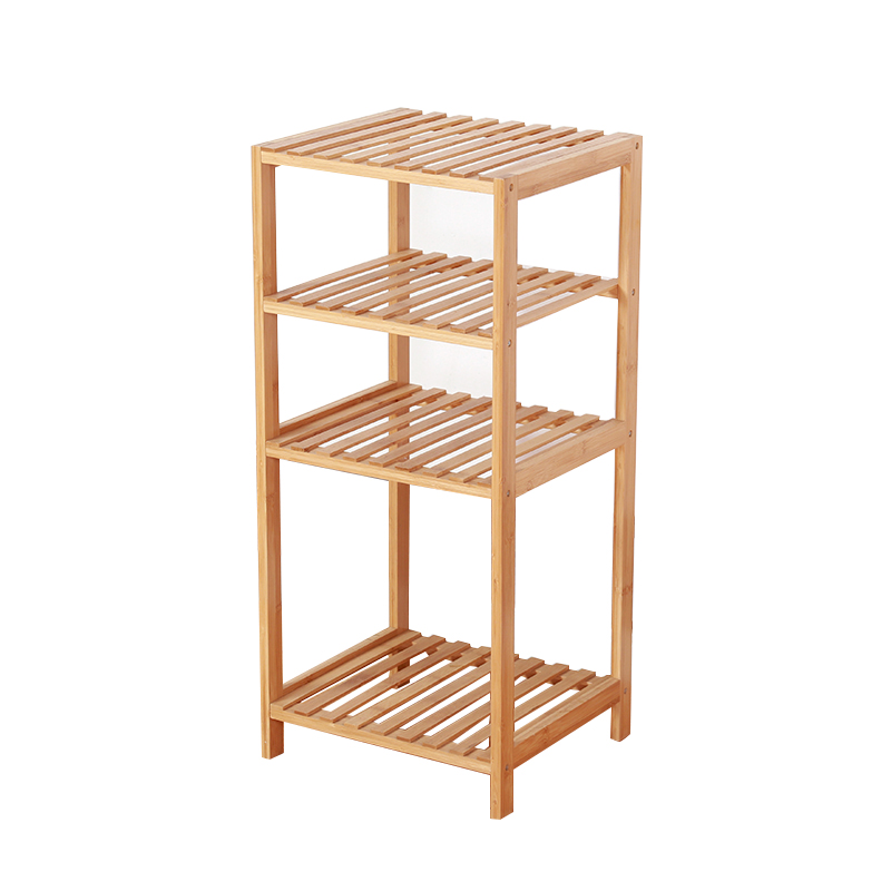 Custom 4 Tier Rectangle Bamboo Shoe Shelf Rack For Warehouse Storage