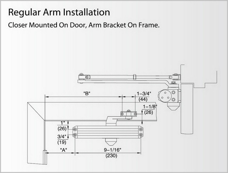 Commercial ANSI Grade 1 Door Closer , Adjusting Size 180 Degree Door Closer