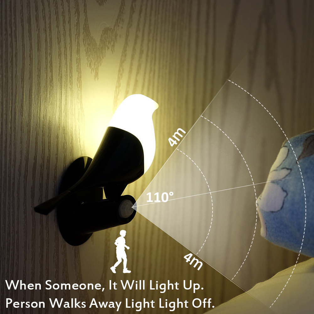 Bird Nightlight Human body induction lamp usb charge Light control led cabinet wardrobe light