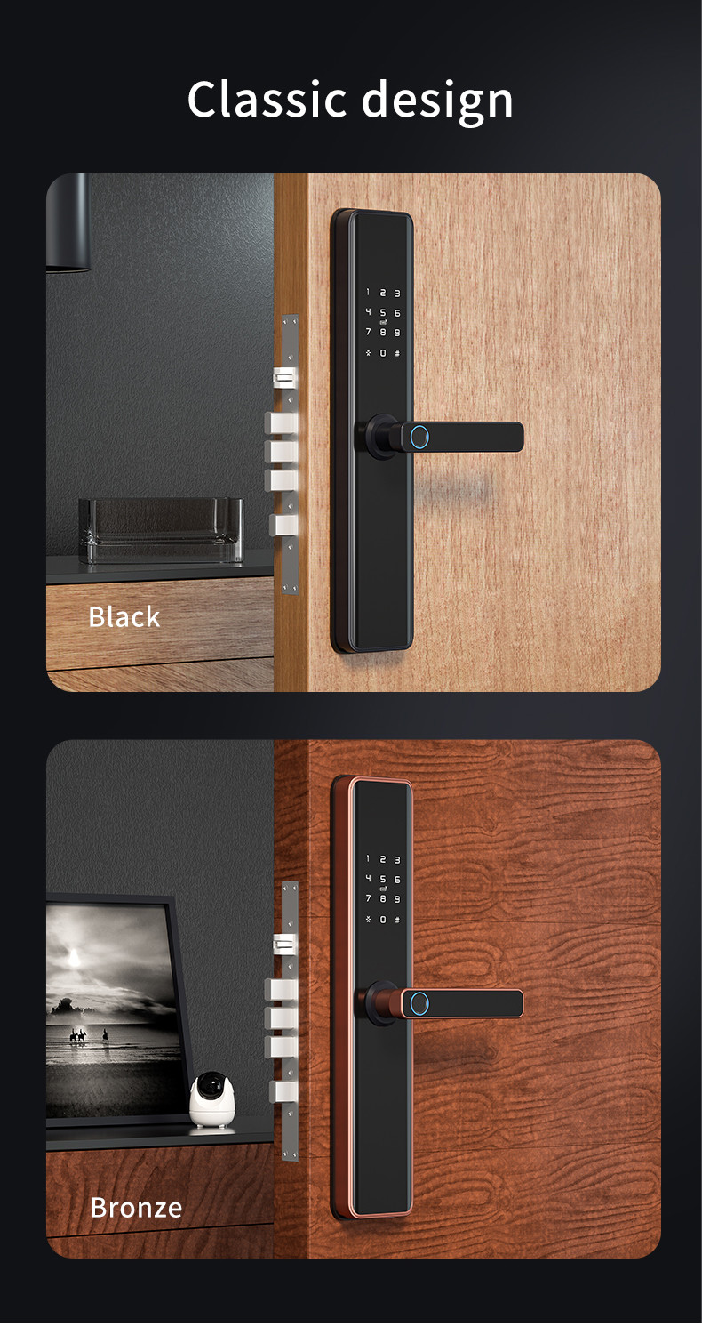 Biometric Smart Wifi Door Lock With Handle Keyless Entry Door Lock With Fingerprint