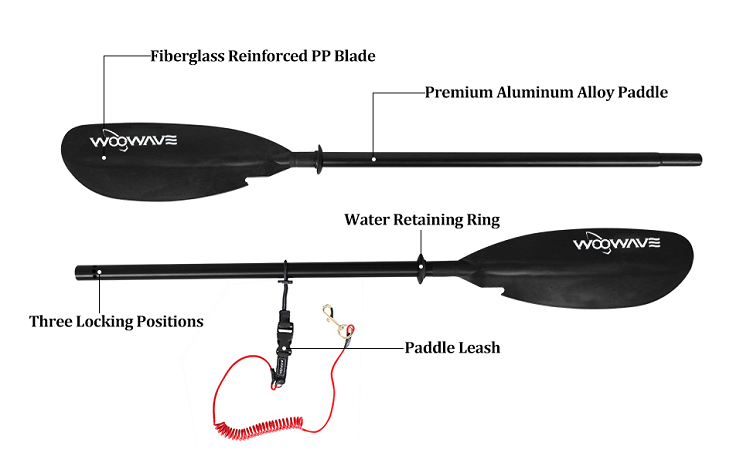 Occasion Lakes Rivers Woowave Kayak Paddle Aluminum Alloy Shaft 2-piece Adjustable Boat Paddle