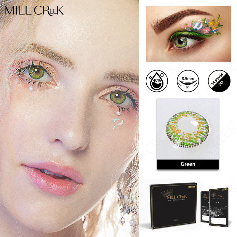 14.5mm Green Enhancement Tint Prescribed Colored Contacts With Power