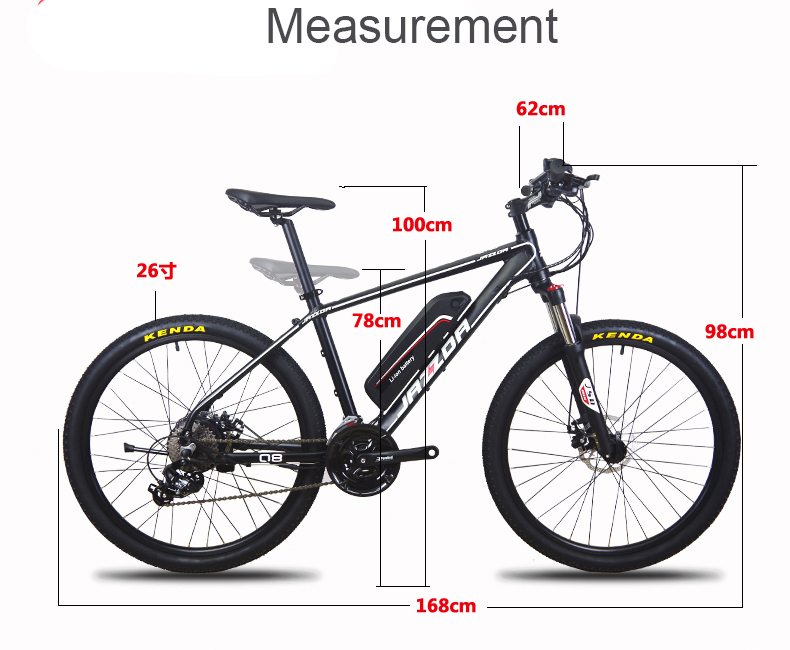 26 Inch 250W 350W Electric Mountain Bicycle 48V Lithium Battery And 24 Speed Gears