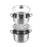 Two Layer Stainless Steel Steamer Pot With Handles Glass Lid
