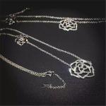 Piaget full diamonds of double hollow rose necklace 18kt gold with white gold or