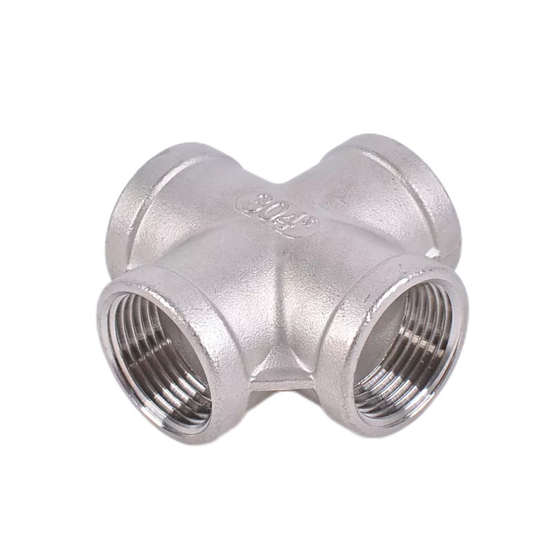 Cylindrical Head Code 201 304 316 Four Way Equal Male And Female Threaded Cross NPT BSP