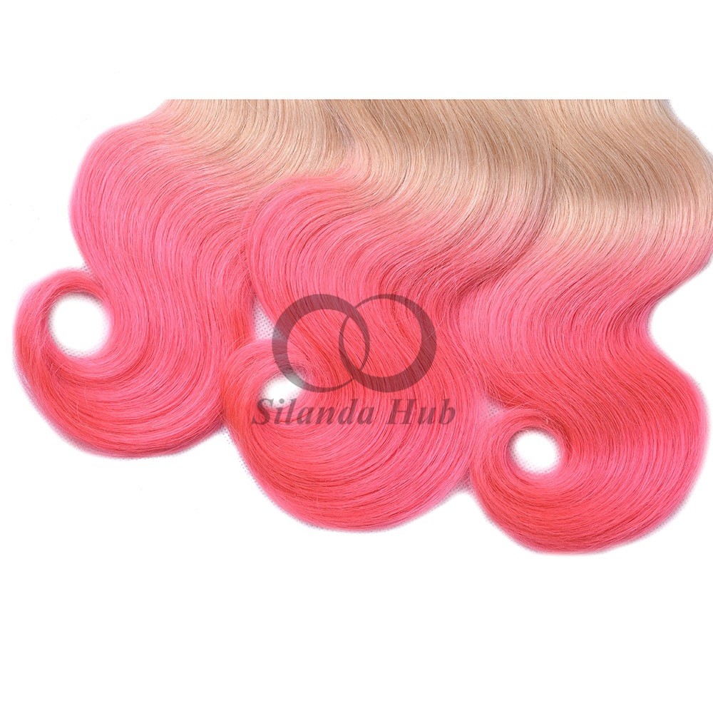 #T1B/613/Pink Body Wave Remy Human Hair Bundles Sew In Weave Bundles Brazilian Bundle Deals