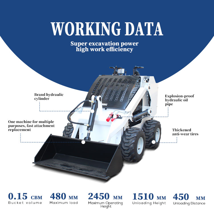 1000 kg Machine Weight Skid Steer Loaders With Breaker Hammer and Earth-Moving Machinery